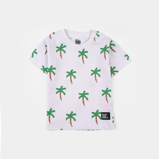 Infant Boys Jersey/Terry T-Shirt (Palm Tree People) - White