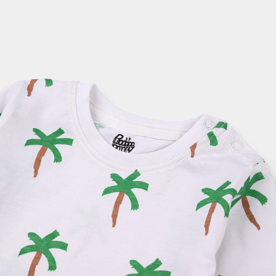 Infant Boys Jersey/Terry T-Shirt (Palm Tree People) - White