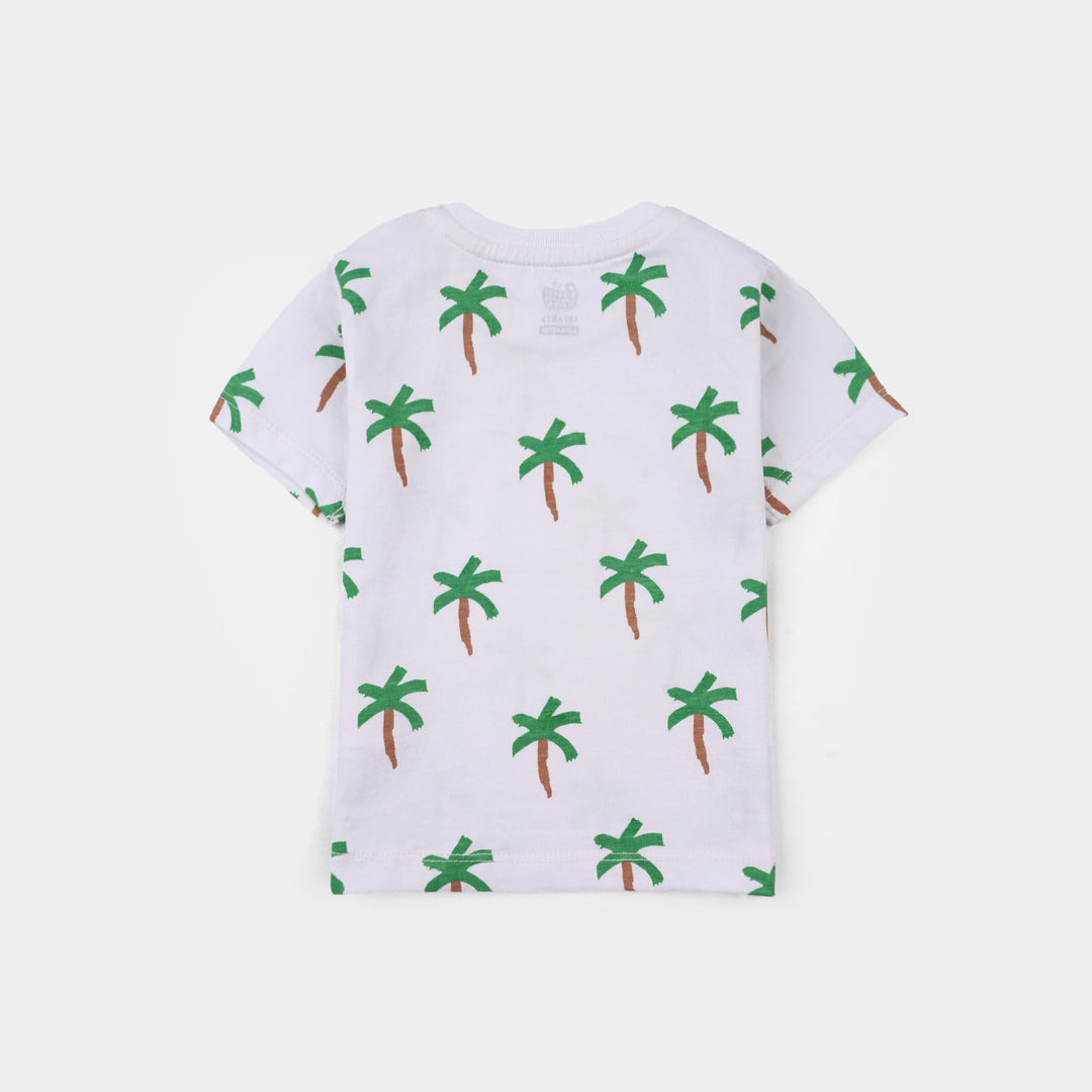Infant Boys Jersey/Terry T-Shirt (Palm Tree People) - White