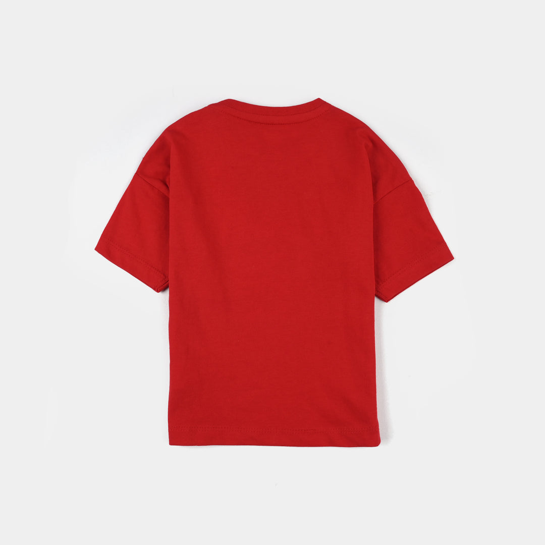 Infant Boys Jersey/Terry T-Shirt (Wheels) - Red
