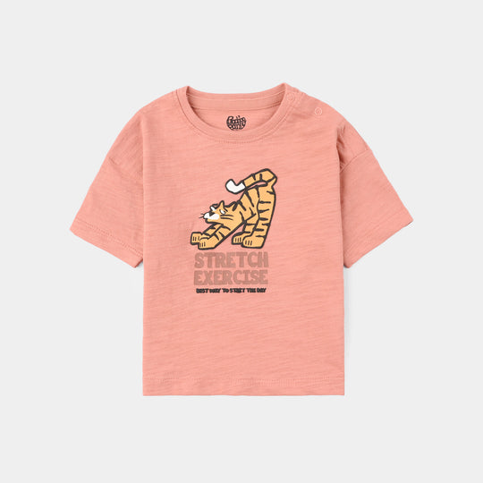 Infant Boys Slub Jersey T-Shirt (Stretch Exercise) - Terracotta