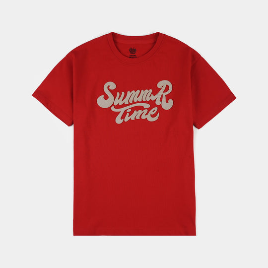 Boys Jersey/Terry T-Shirt Summer Time - Red