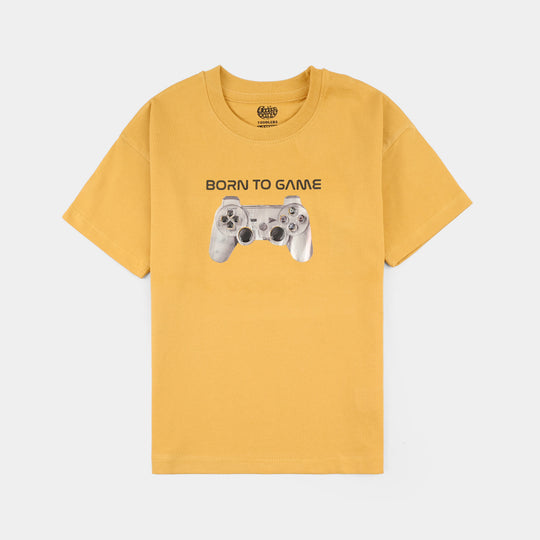 Boys Jersey/Terry T-Shirt (Born To Game) – Yellow
