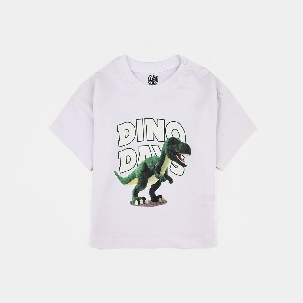 Infant Boys Jersey/Terry T-Shirt (Dino Days) - White