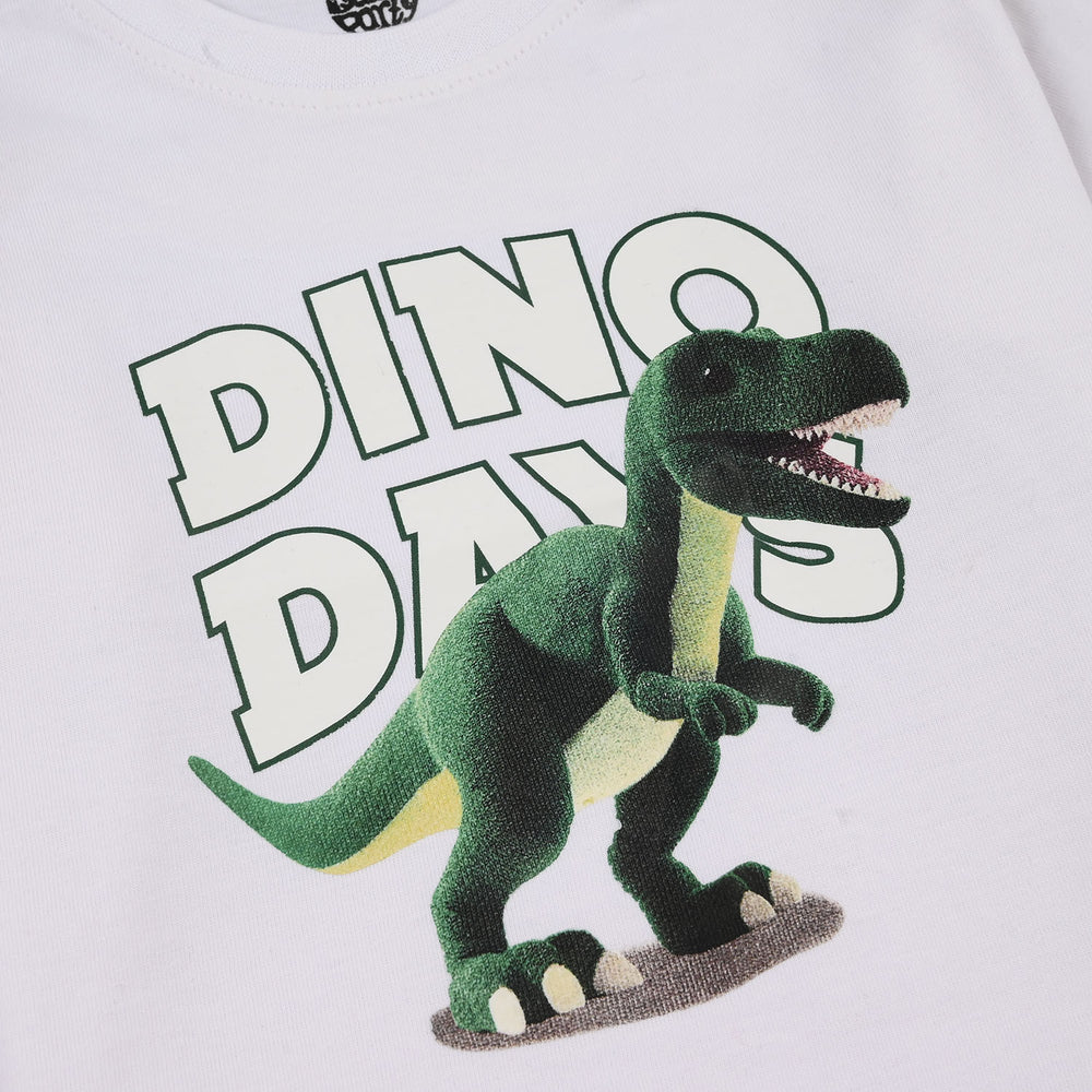 Infant Boys Jersey/Terry T-Shirt (Dino Days) - White