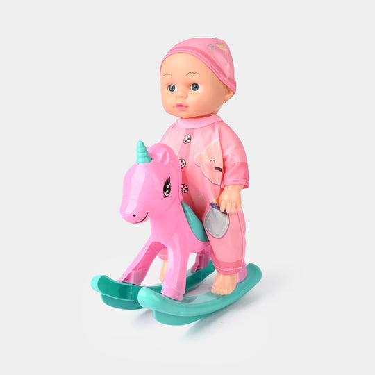 10 Inch Doll With Rocking Horse