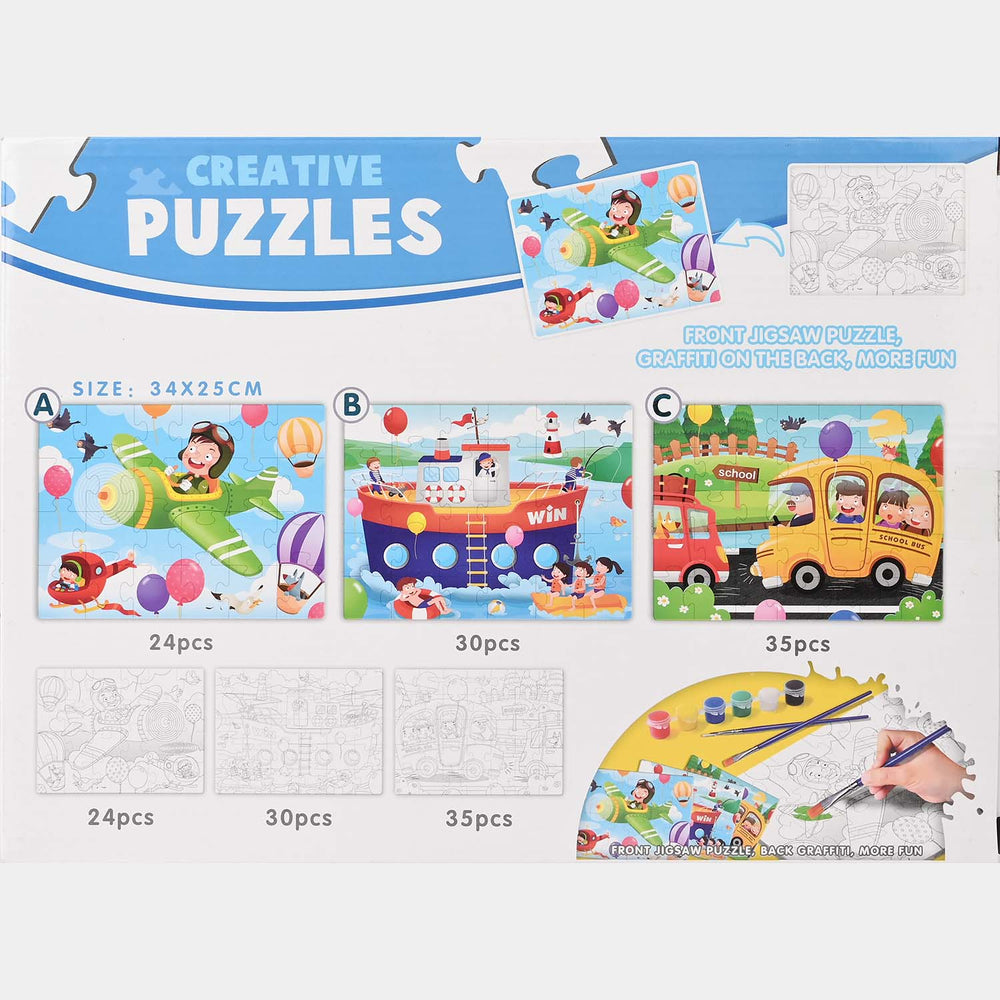 Creative Puzzles – School Bus Painting & Puzzle Set