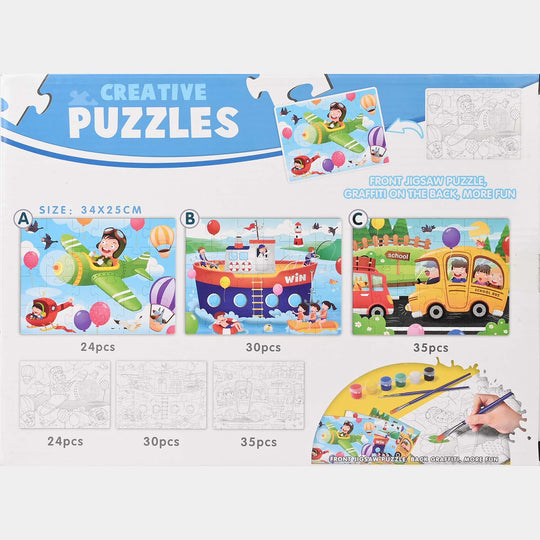 Creative Puzzles – School Bus Painting & Puzzle Set