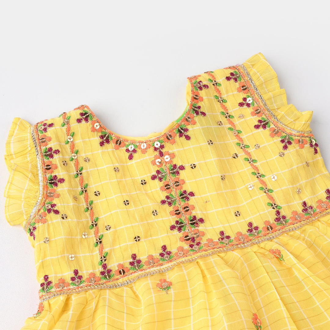 Infant Girls Cotton 2Pc Set (Summer Lime) - Yellow