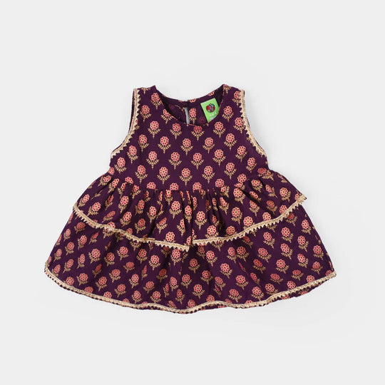 Infant Girls Poly Cambric 2Pcs Suit (Bebo) - Purple