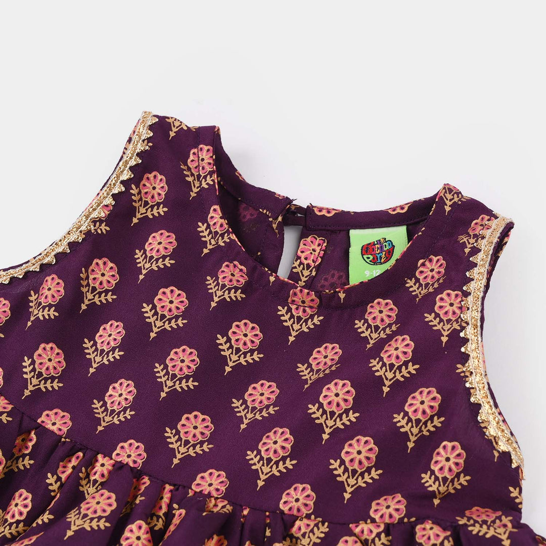 Infant Girls Poly Cambric 2Pcs Suit (Bebo) - Purple