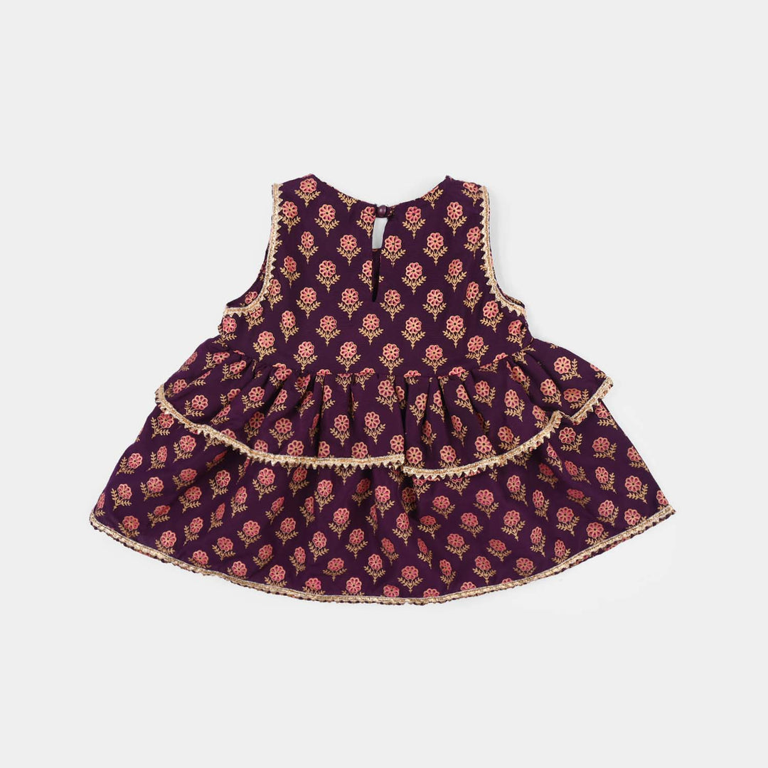 Infant Girls Poly Cambric 2Pcs Suit (Bebo) - Purple