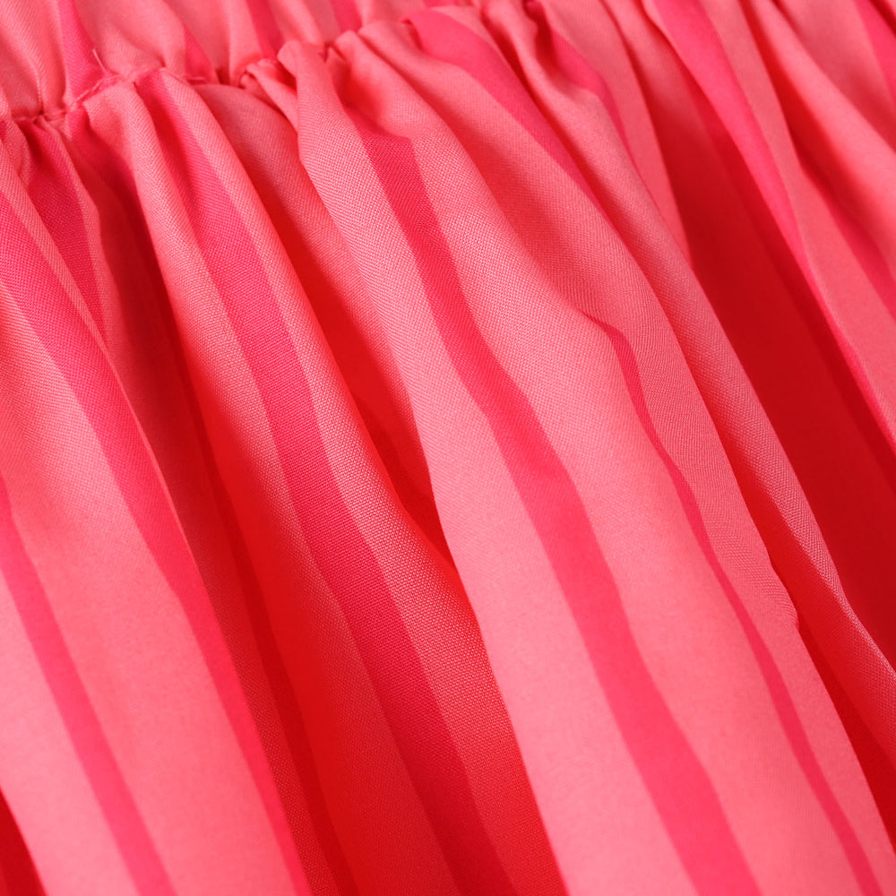 Girls poly cambric Short Skirt Stripes - Pink