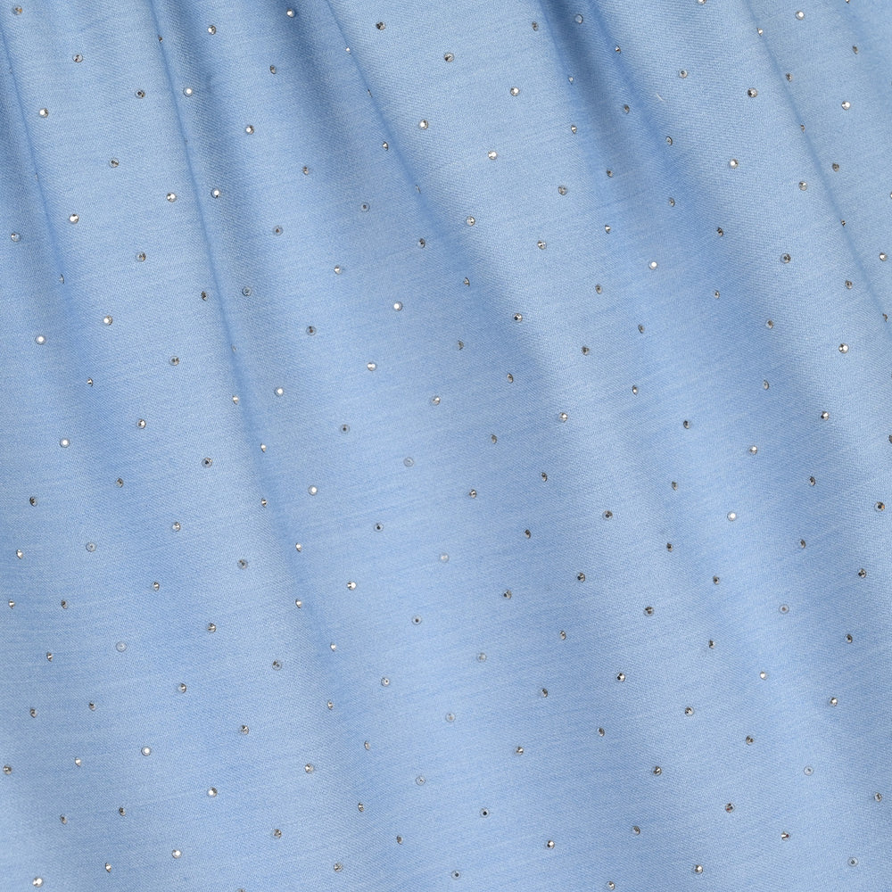 Girls Poly Cambric Shorts Skirt (Stud) - Sky Blue