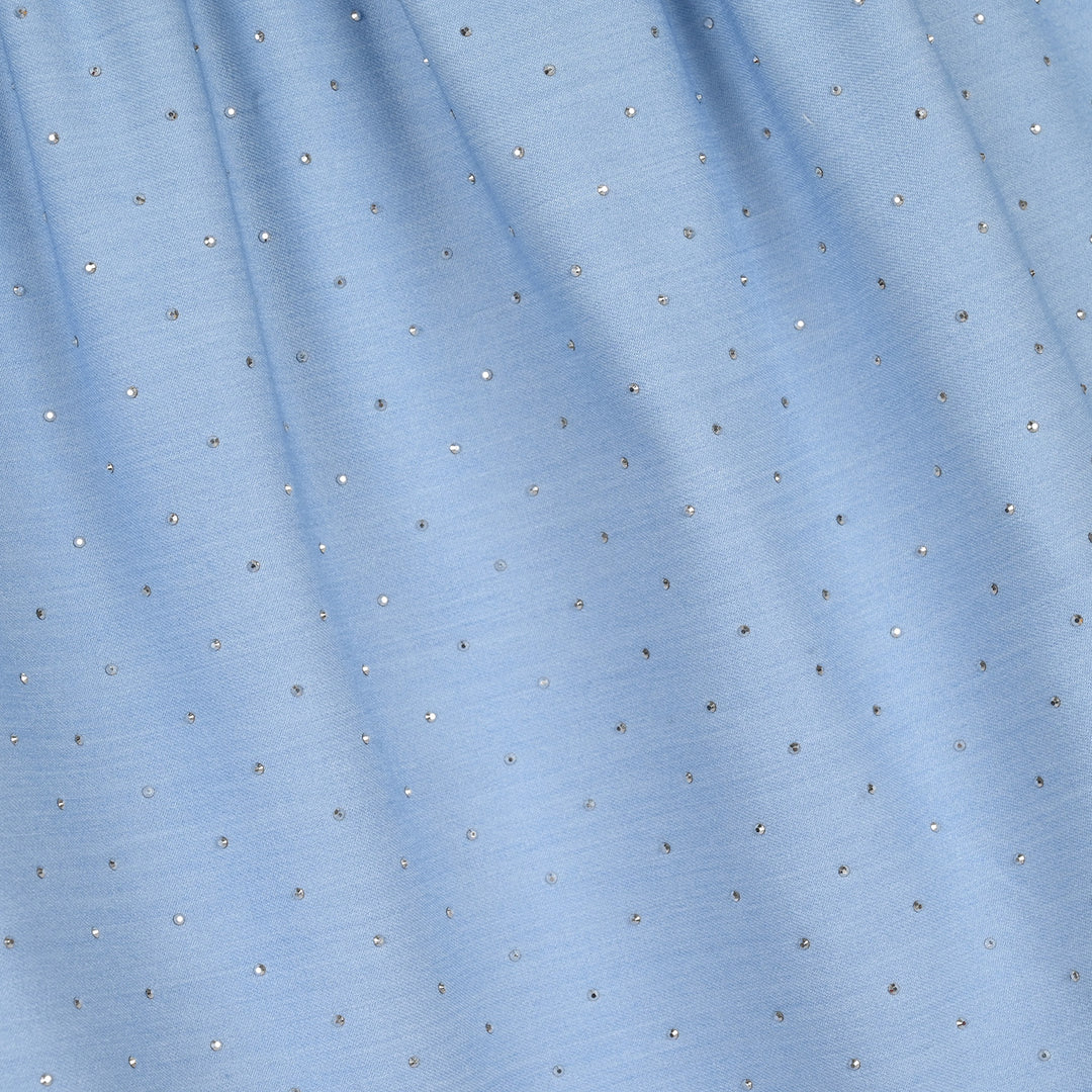 Girls Poly Cambric Shorts Skirt (Stud) - Sky Blue