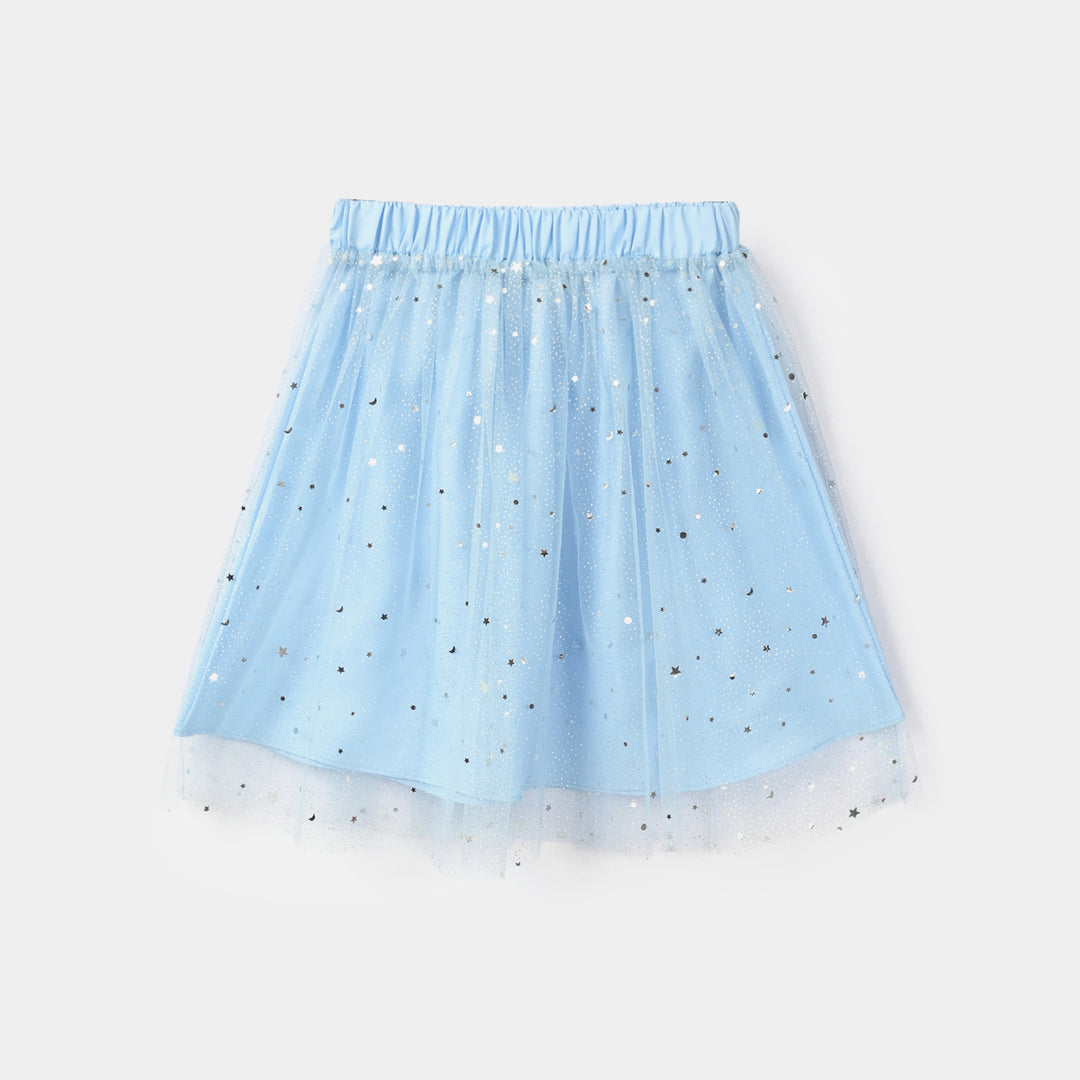 Infant Girls Net Short Skirt (Star) - Light Blue