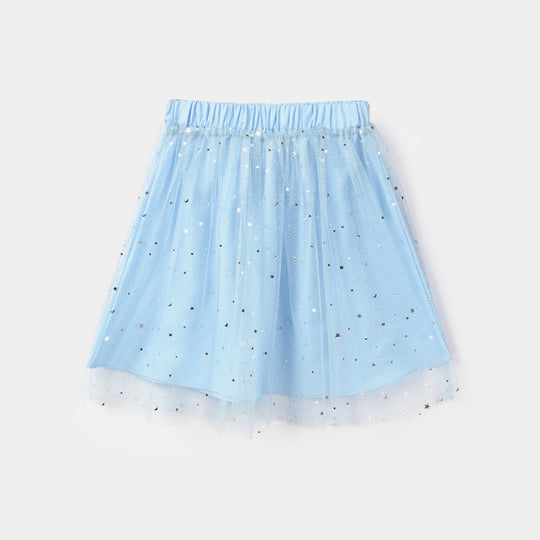 Infant Girls Net Short Skirt (Star) - Light Blue