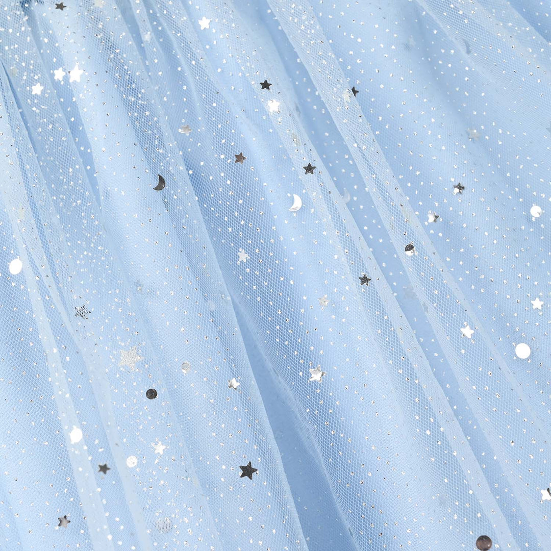 Girls Net Short Skirt Star – Light Blue