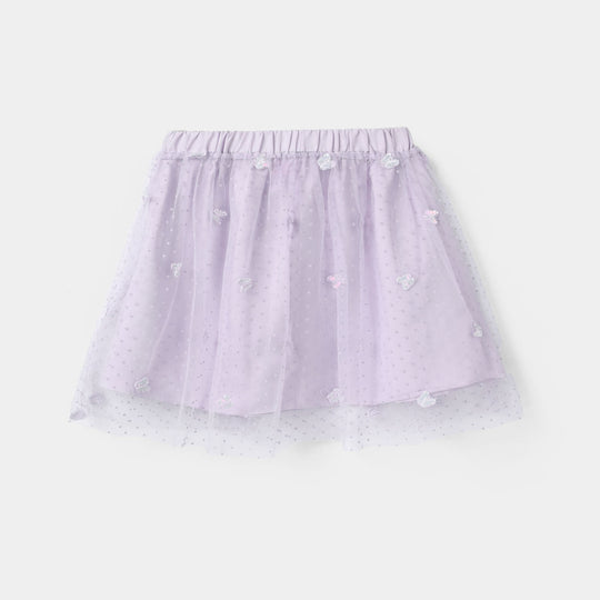 Infant Girls Net Short Skirt Dotted Fly - Purple