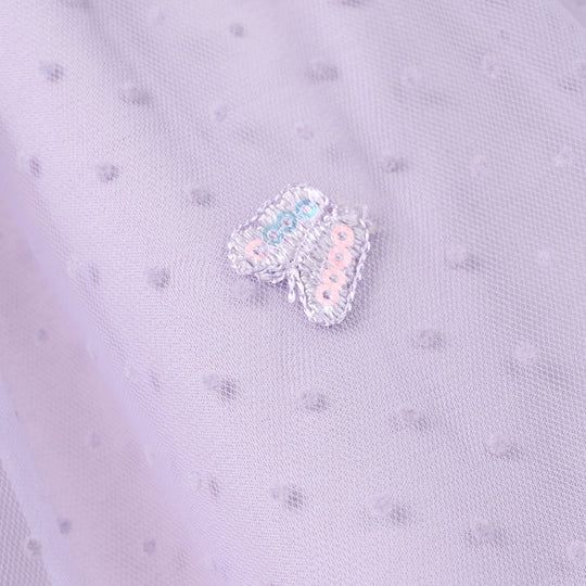 Girls Net Short Skirt Dotted Fly - Purple