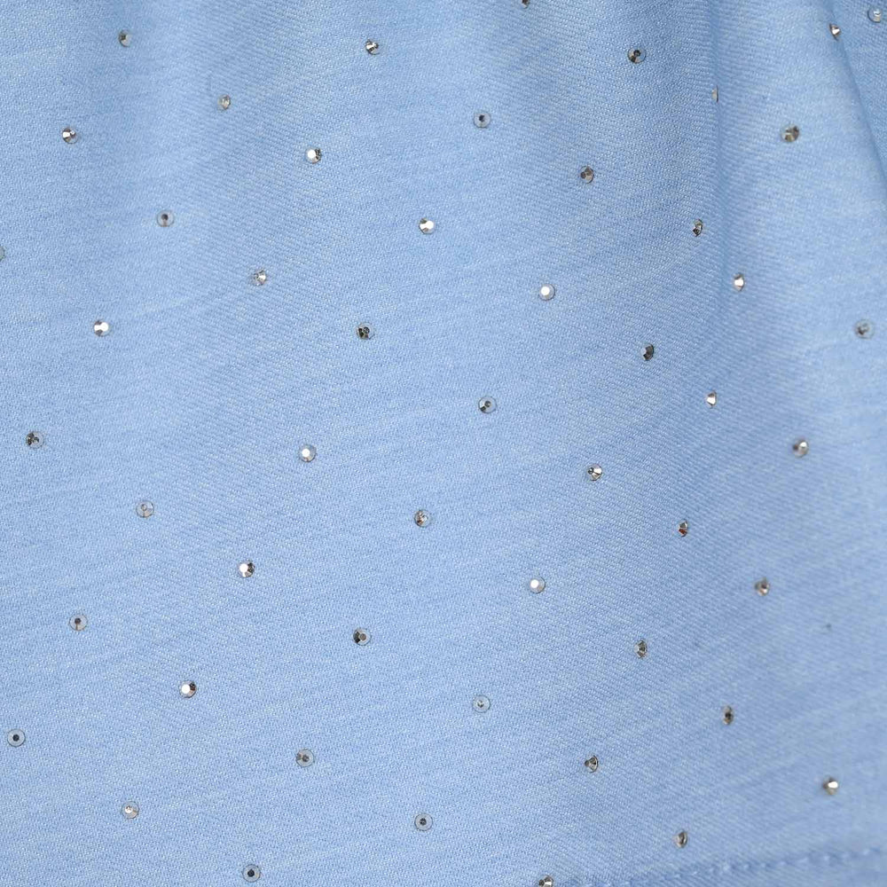 Infant Girls Poly Cambric Short Skirt (Stud) - Sky Blue