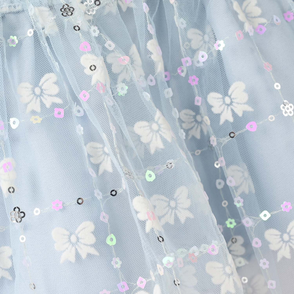 Infant Girls Net Short Skirt Bow - Light Blue