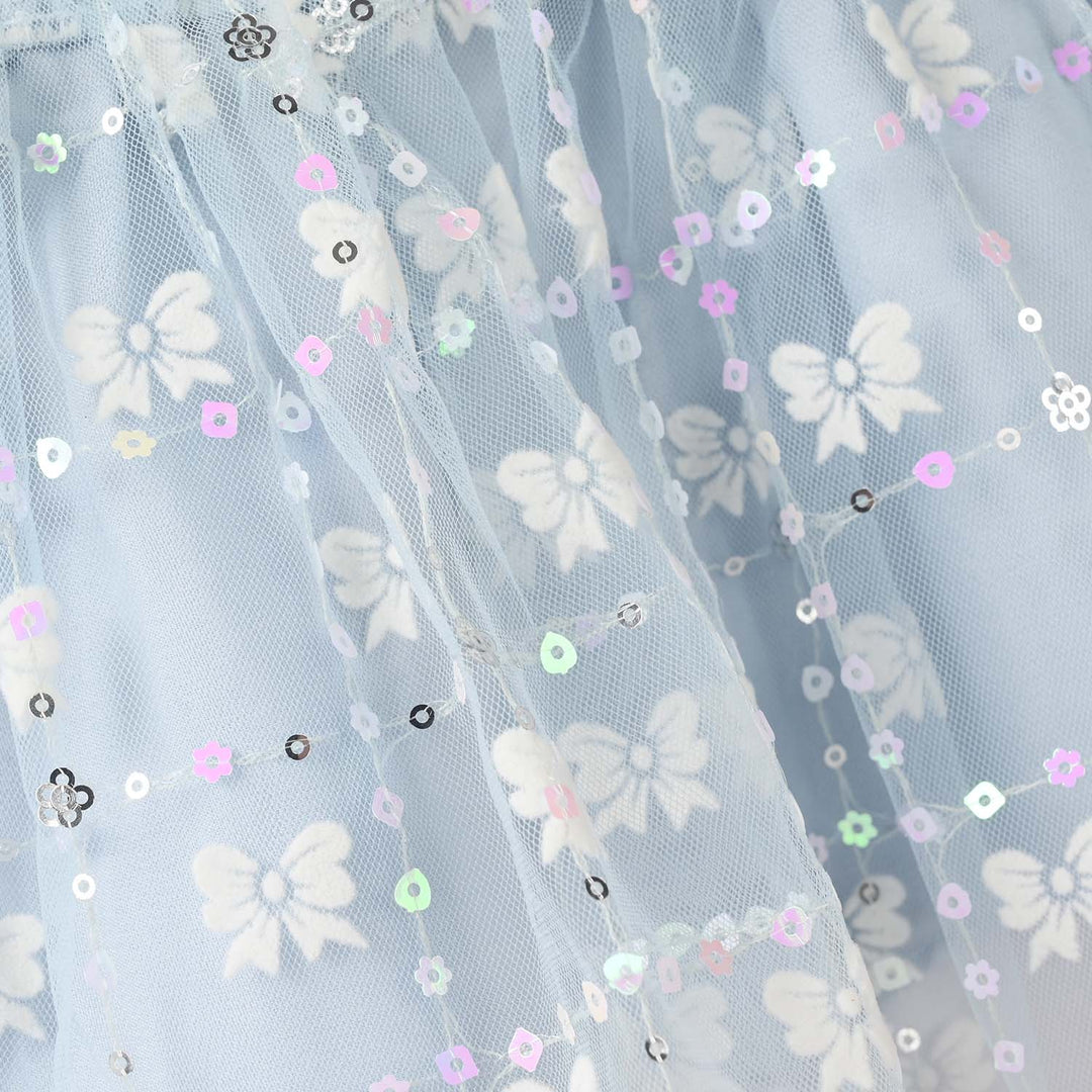 Infant Girls Net Short Skirt Bow - Light Blue