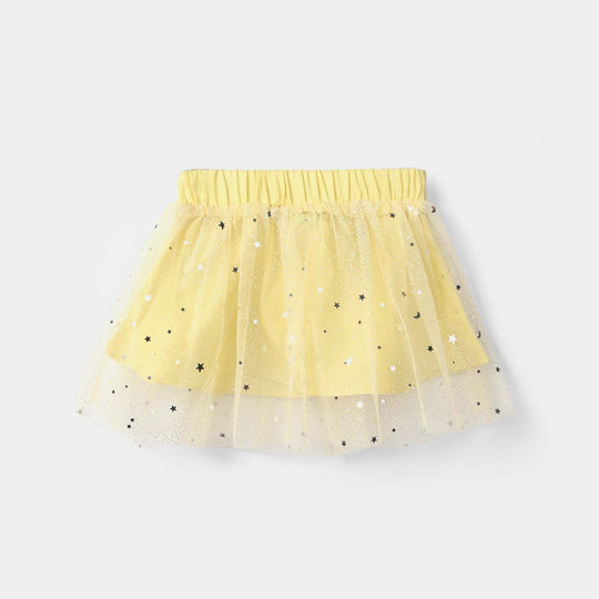 Infant Girls Net Short Skirt Shinny Star - Light Yellow