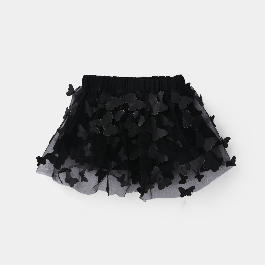 Infant Girls Net Short Skirt Butterflies - Black