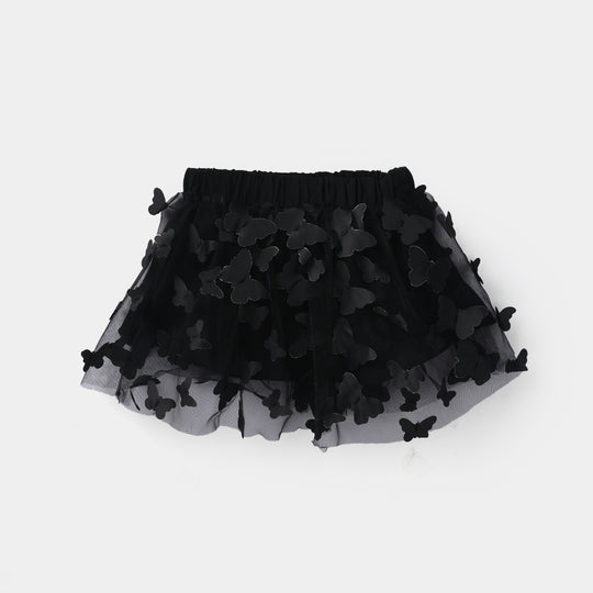Infant Girls Net Short Skirt Butterflies - Black