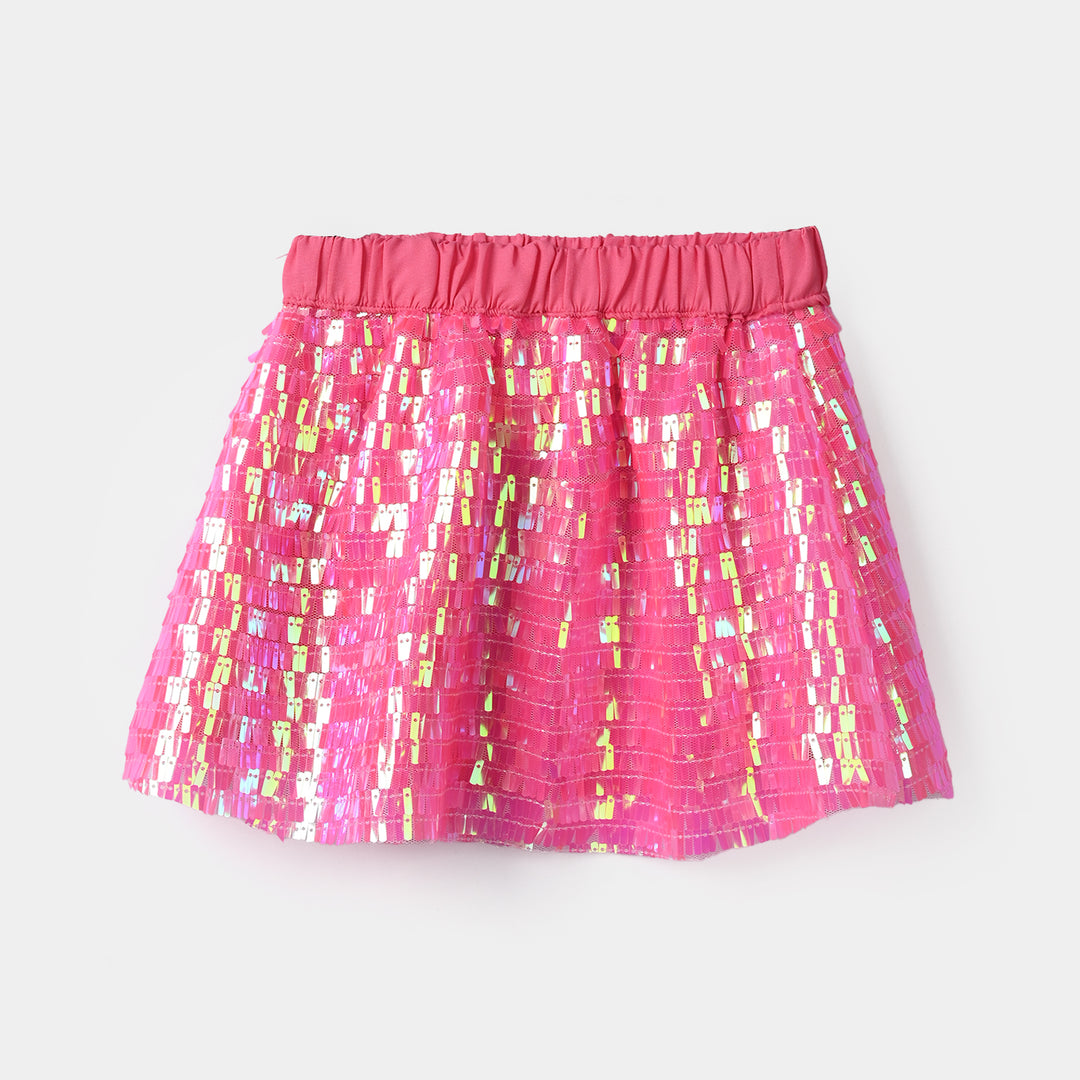 Infant Girls Net Short Skirt Shinny Pink