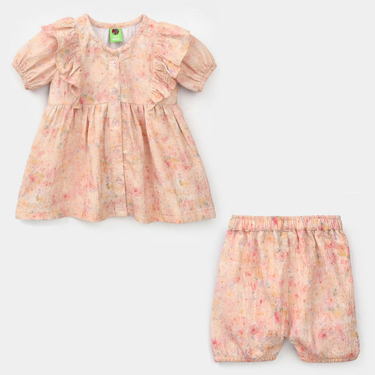 Infant Girls Poly Crinkle 2 Pc Suit - Multi
