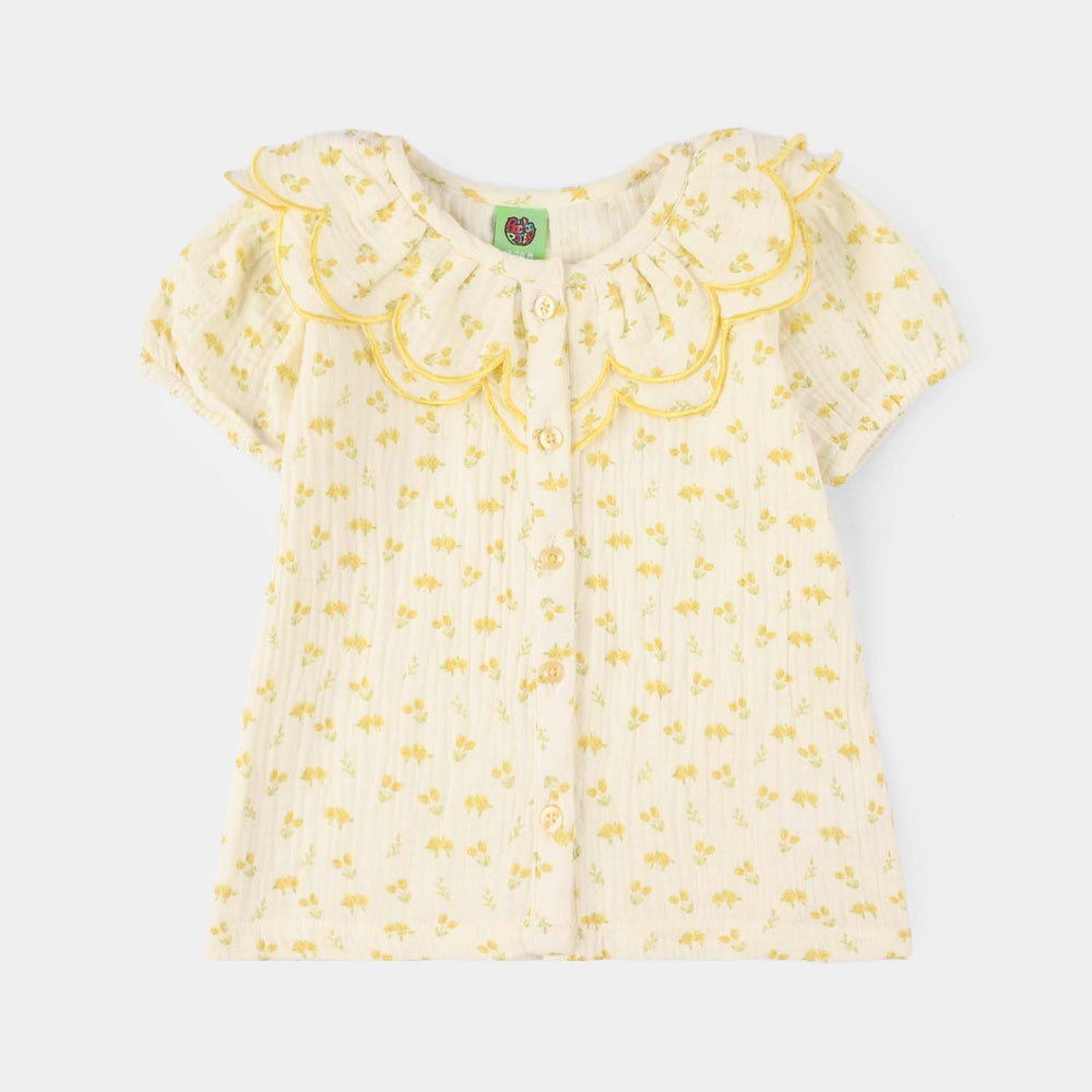 Infant Girls Gauze 2 Pc Suit-Sunflower-OFF-White