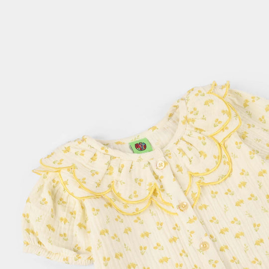 Infant Girls Gauze 2 Pc Suit-Sunflower-OFF-White