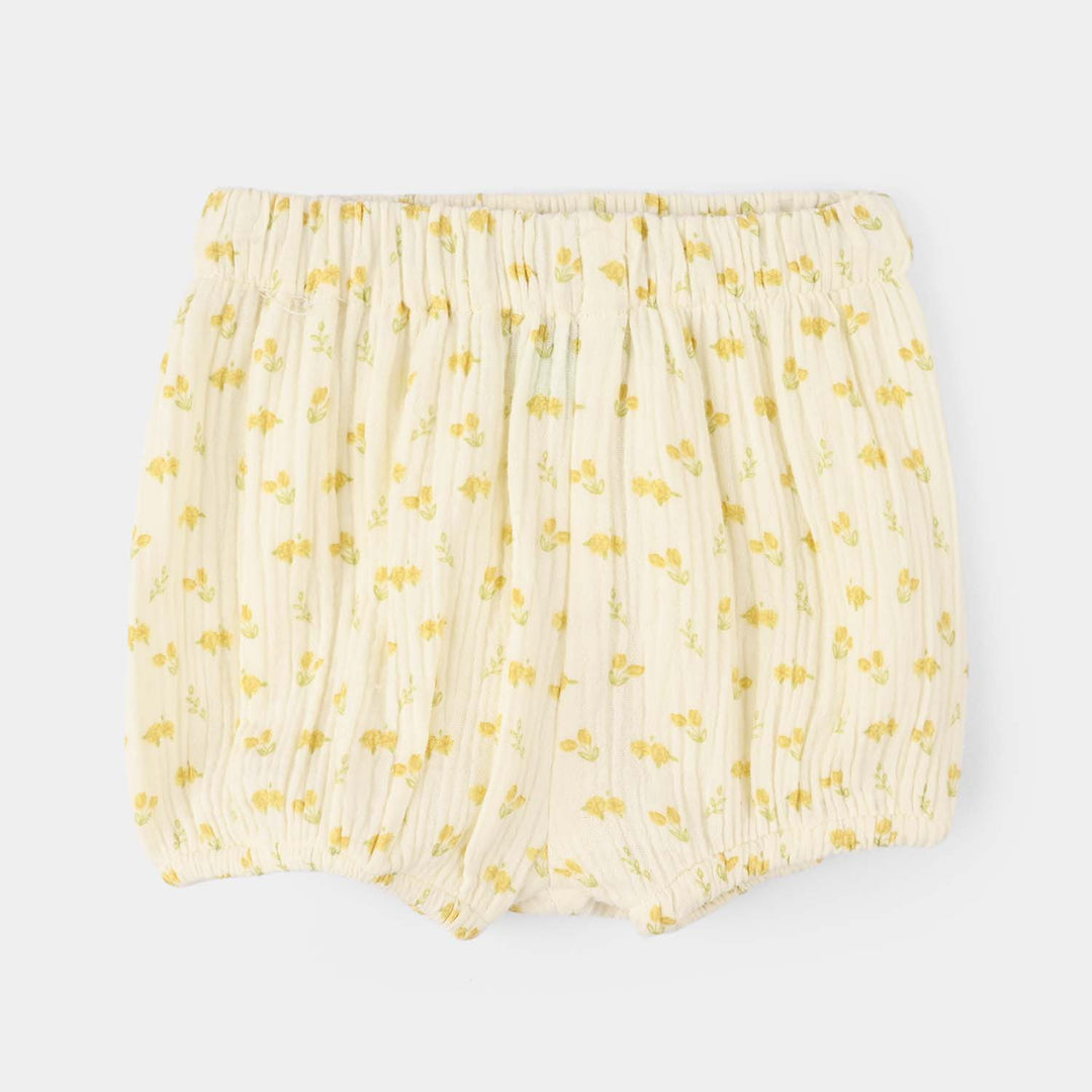 Infant Girls Gauze 2 Pc Suit-Sunflower-OFF-White