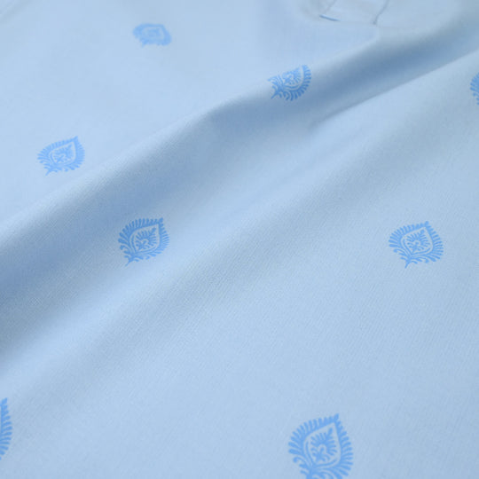 Boys Poly Viscos Printed Kurta (Breeze) - Blue