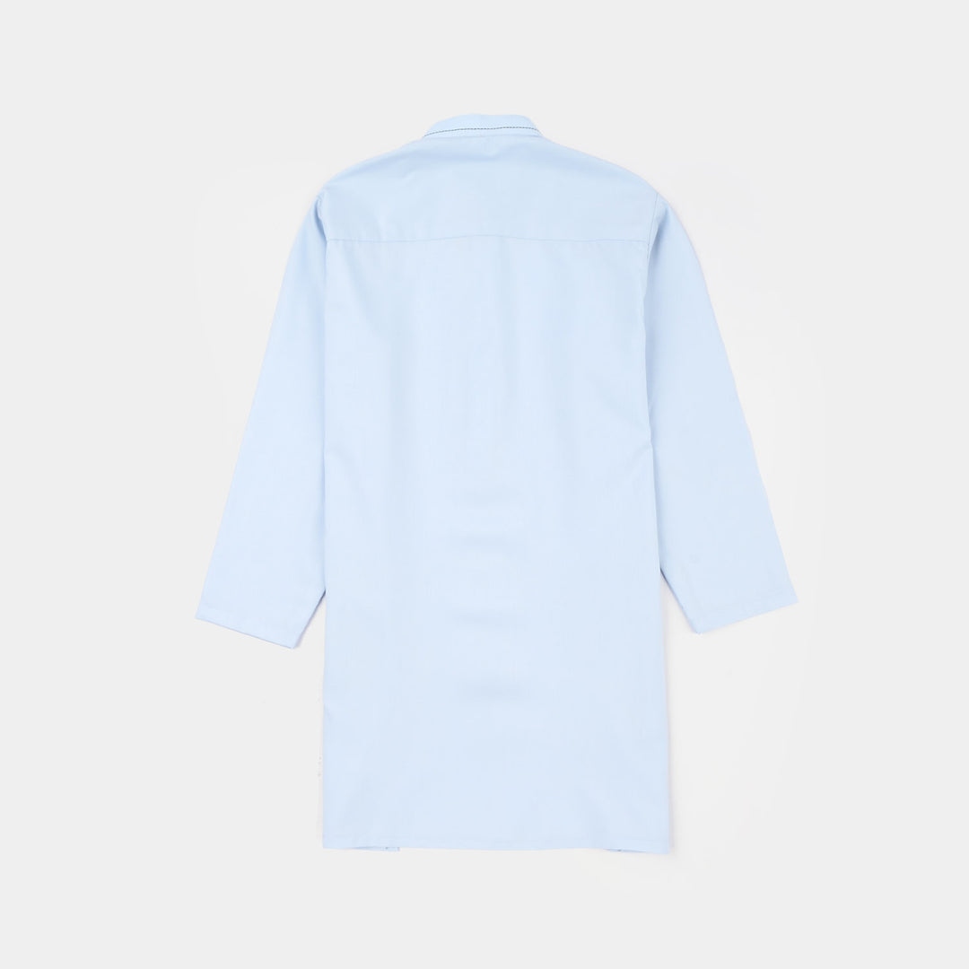 Boys Poly Viscos Kurta Pajama (Cut Collar) - Light Blue
