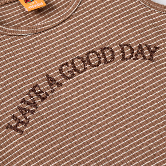 Boys Yarn Dyed Sando (Have A Good Day) - Brown