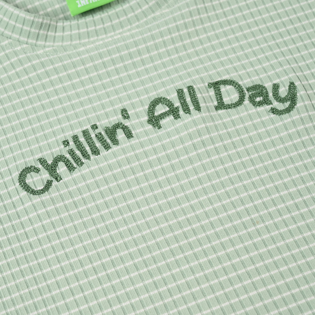 Infant Boys 2x1 Rib Sando (Chill In All Day) - Green