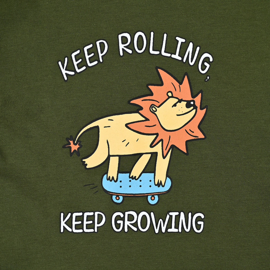 Infant Boys Jersey/Terry T-Shirt Keep Rolling-Chive