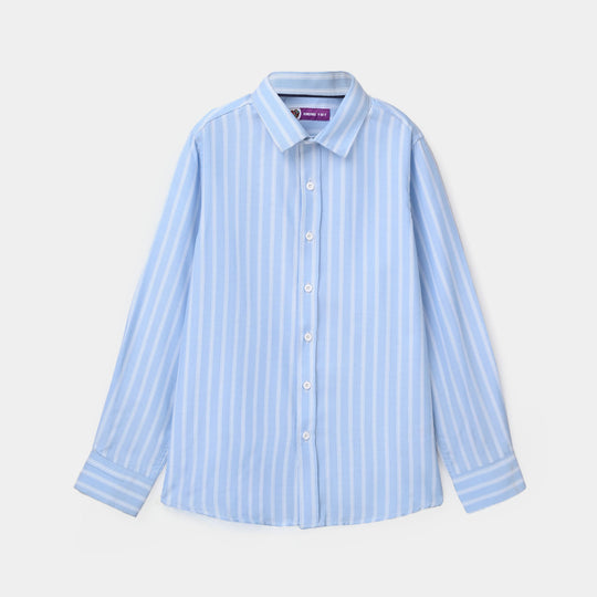 Boys Yarn Dyed Shirt (Stripe) - Blue