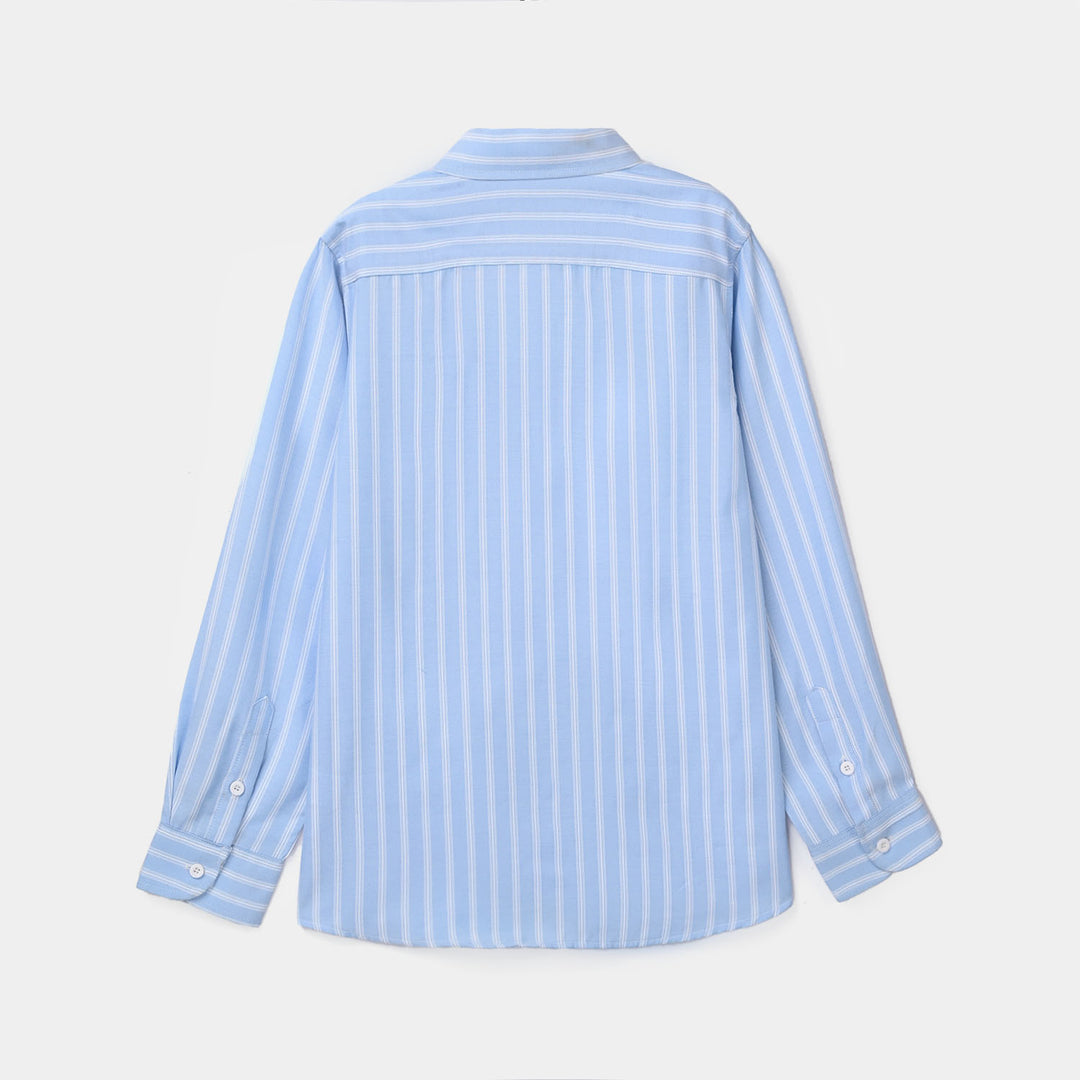 Boys Yarn Dyed Shirt (Stripe) - Blue