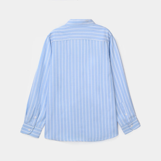 Boys Yarn Dyed Shirt (Stripe) - Blue