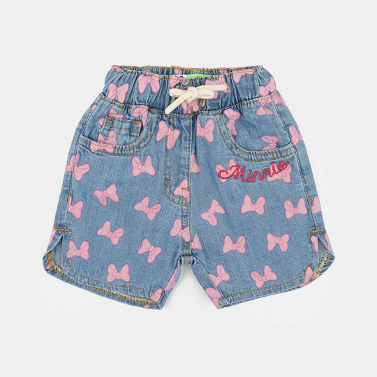 Infant Girls Denim Stretch Shorts (Character) - Mid Blue