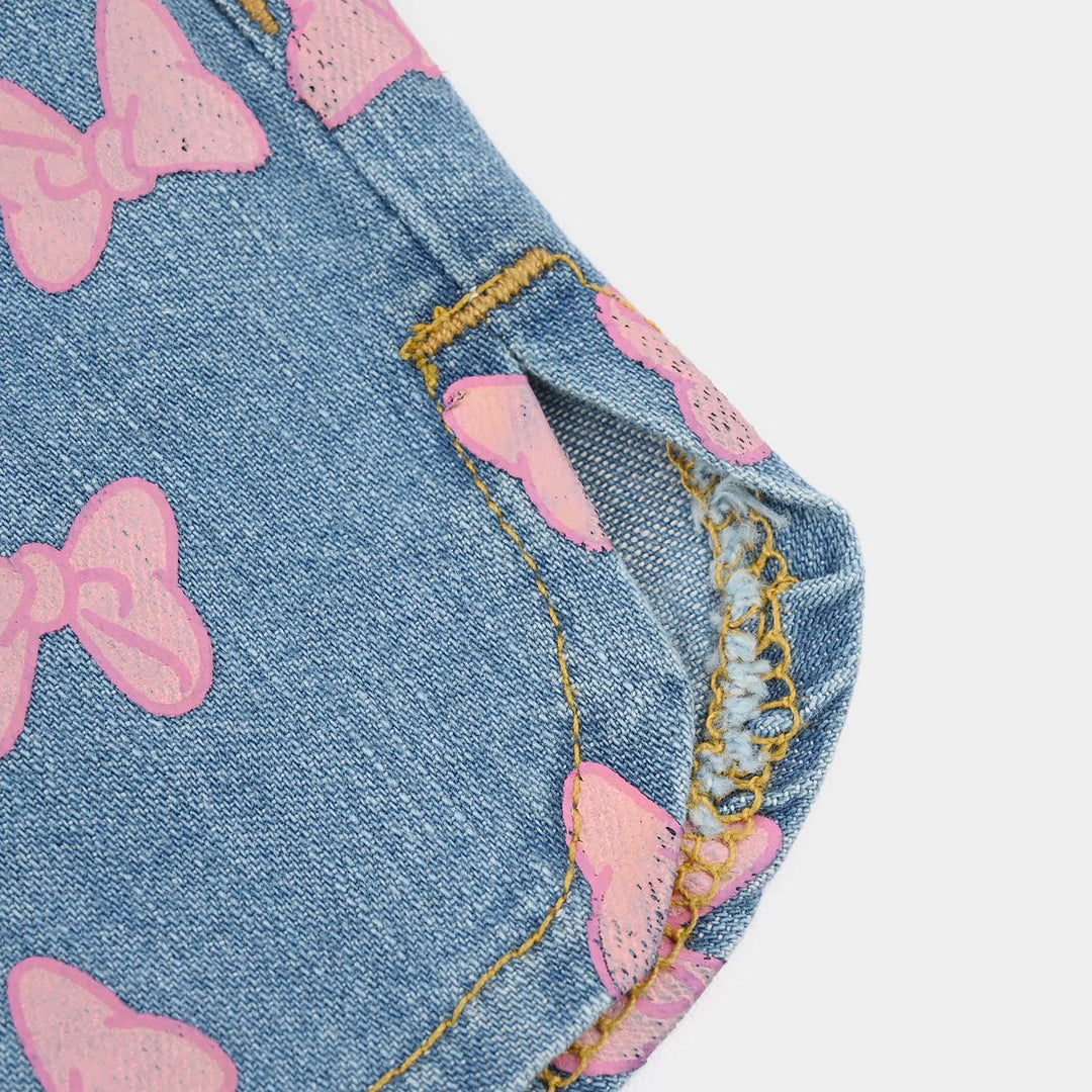 Infant Girls Denim Stretch Shorts (Character) - Mid Blue