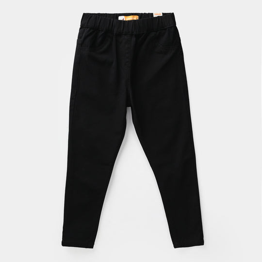 Girls Cotton Twill Jeggings - Black