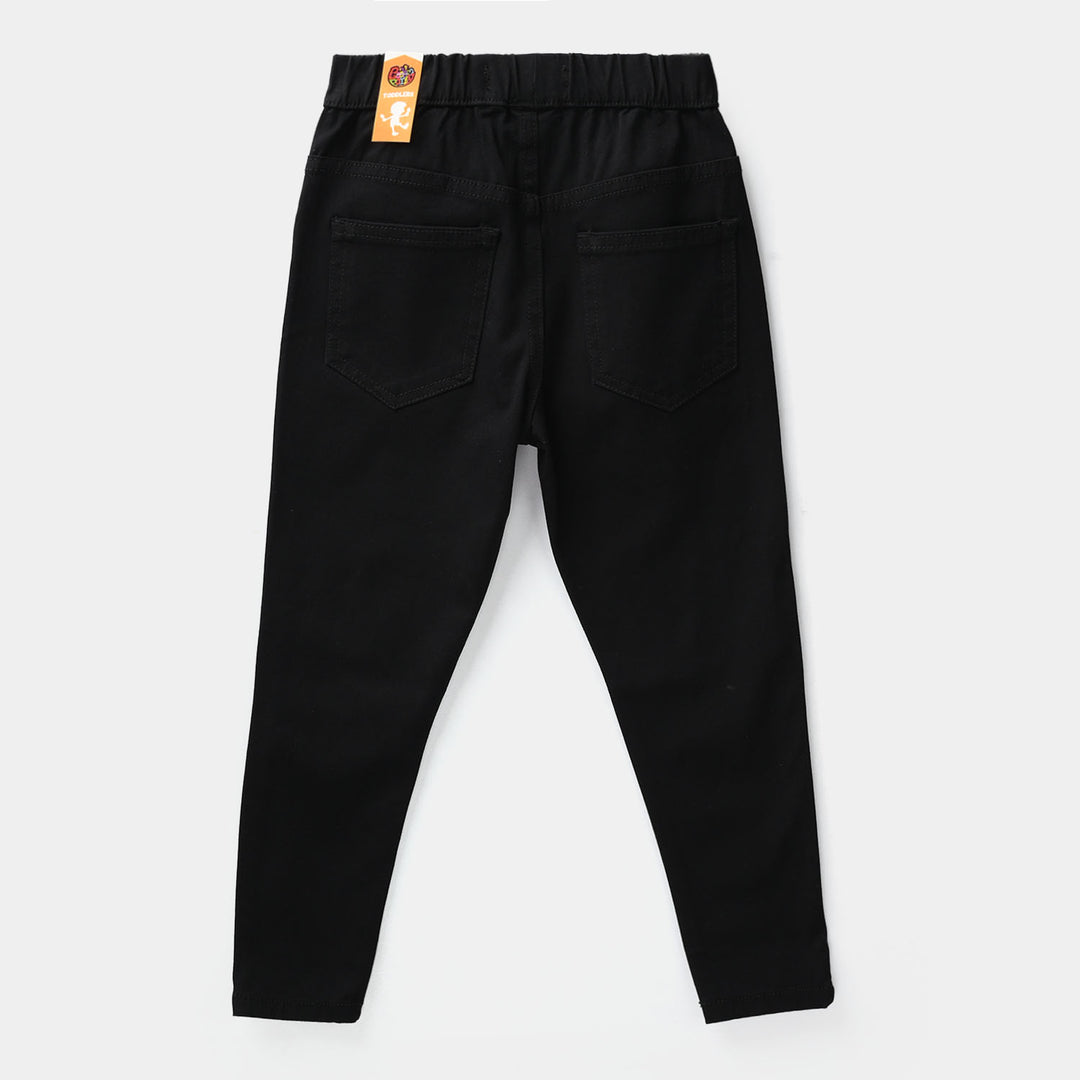 Girls Cotton Twill Jeggings - Black