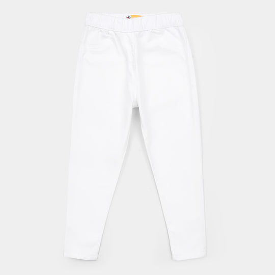 Girls Cotton Twill Basic Jeggings - White