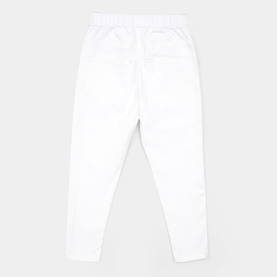 Girls Cotton Twill Basic Jeggings - White