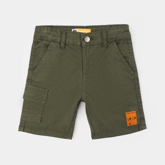 Boys Cotton Twill Short - Olive green